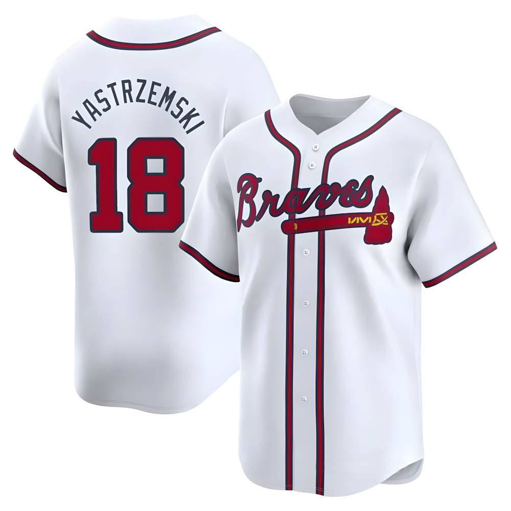 Rebec A.Braves #18 Mike Yastrzemski player White Limited Home Stitched Jerseys