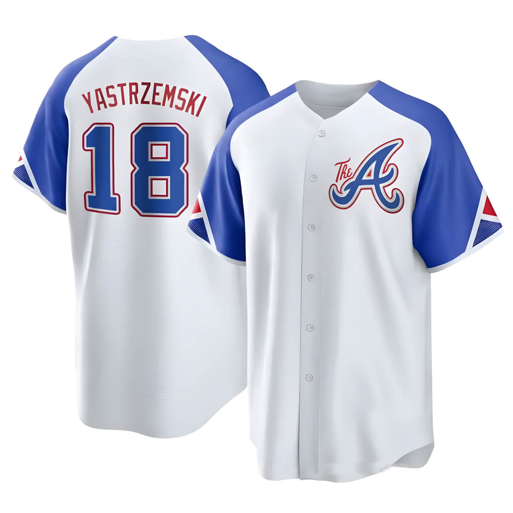 Rebec A.Braves #18 Mike Yastrzemski player White Replica City Connect Stitched Jerseys