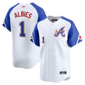 Rebec A.Braves #1 Ozzie Albies Player Blue City Connect Stitched Jerseys