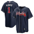 Rebec A.Braves #1 Ozzie Albies Player Navy Alternate Stitched Jerseys