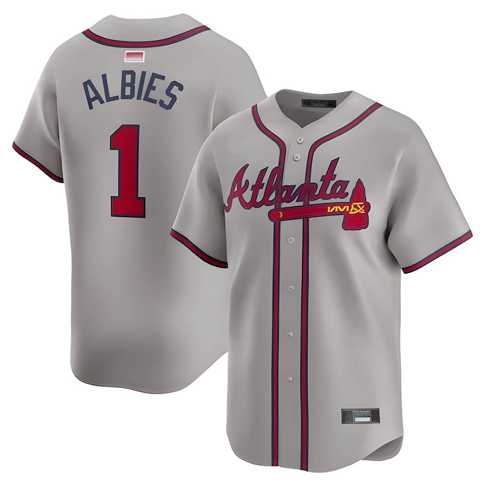 Rebec A.Braves #1 Ozzie Albies Player Gray Vapor Premier City Connect Premium Stitched Jerseys