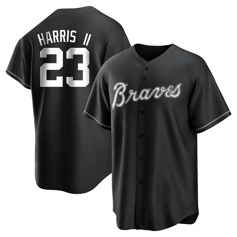 Rebec A.Braves #23 Michael Harris II player Black&White Replica Stitched Jerseys