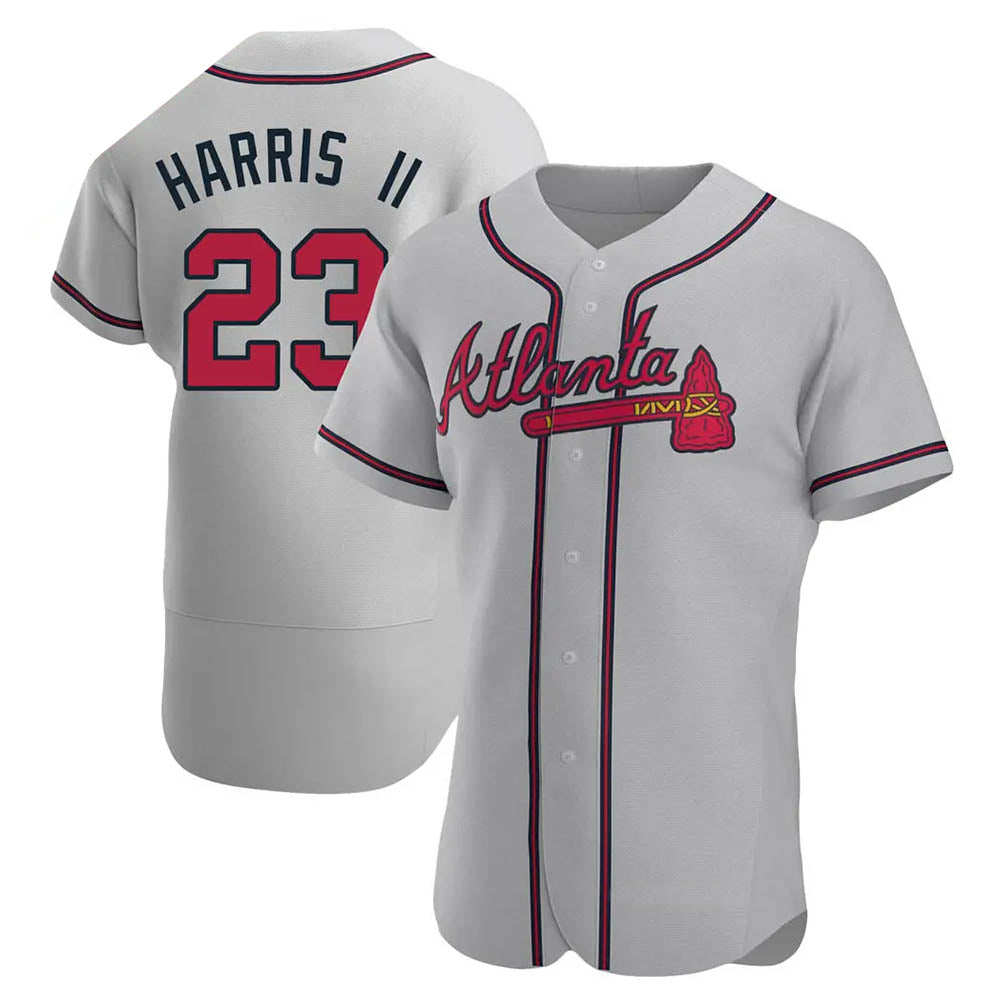 Rebec A.Braves #23 Michael Harris II player Gray Authentic Road Stitched Jerseys