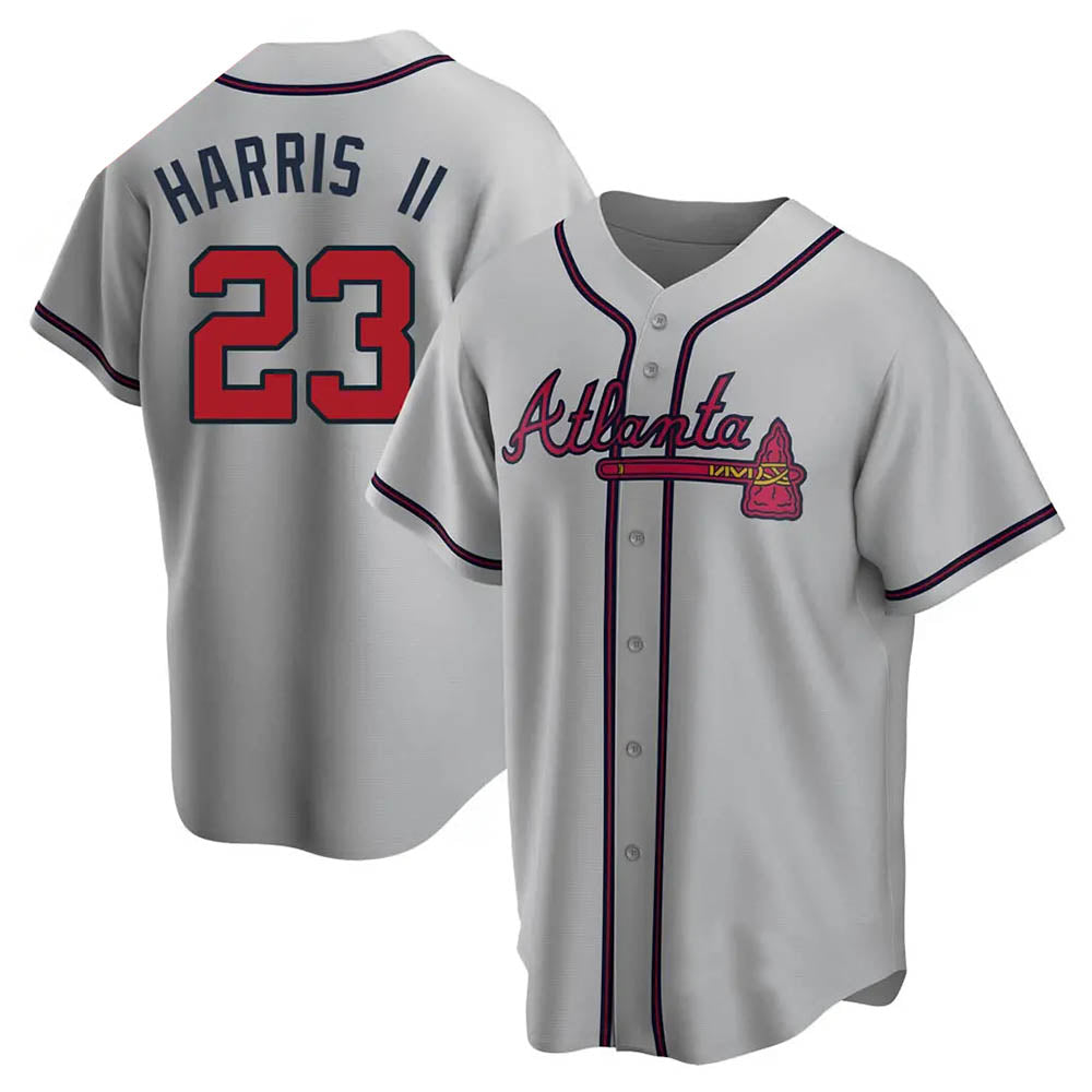 Rebec A.Braves #23 Michael Harris II player Gray Replica Road Stitched Jerseys