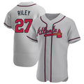 Broks A.Braves #27 Austin Riley Player Gray Authentic Road Stitched Jerseys