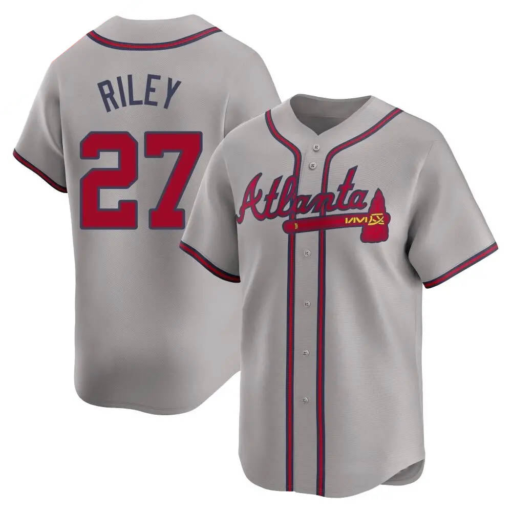 Broks A.Braves #27 Austin Riley Player Gray Limited Away Stitched Jerseys