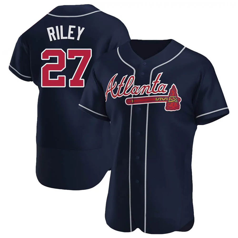 Broks A.Braves #27 Austin Riley Player Navy Authentic Alternate Stitched Jerseys