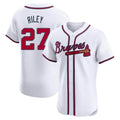 Broks A.Braves #27 Austin Riley Player White Elite Home Stitched Jerseys