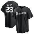 Rebec A.Braves #28 Matt Olson Player Black&White Replica Stitched Jerseys