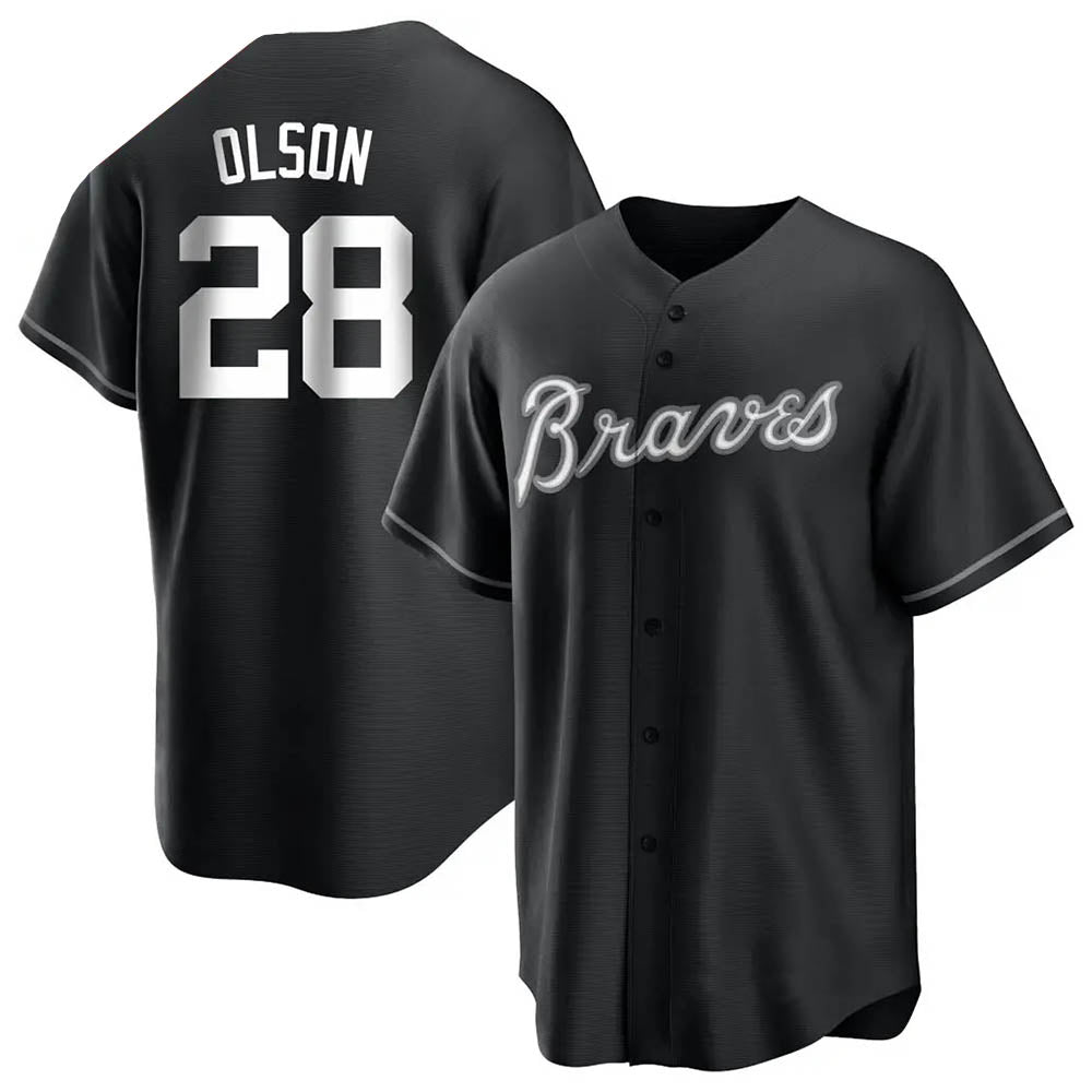 Rebec A.Braves #28 Matt Olson Player Black&Gold Replica en Alternate Stitched Jerseys