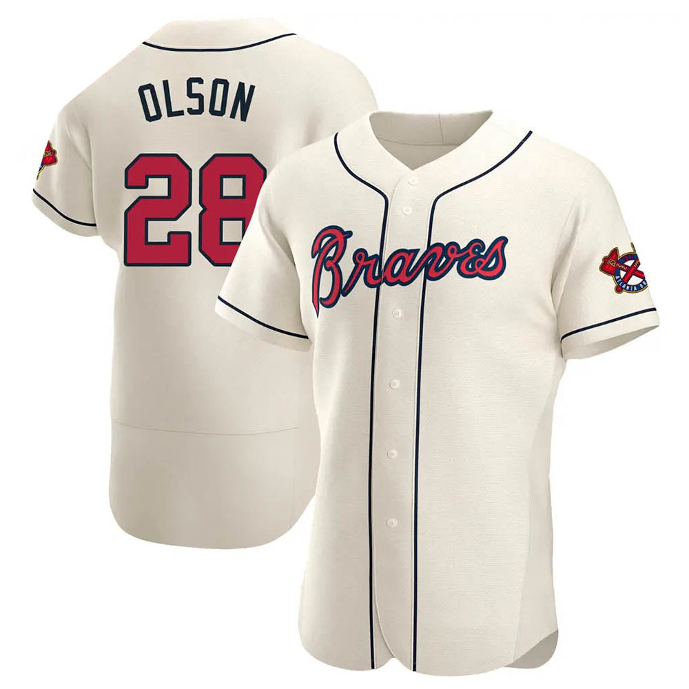 Rebec A.Braves #28 Matt Olson Player Cream Authentic Alternate Stitched Jerseys