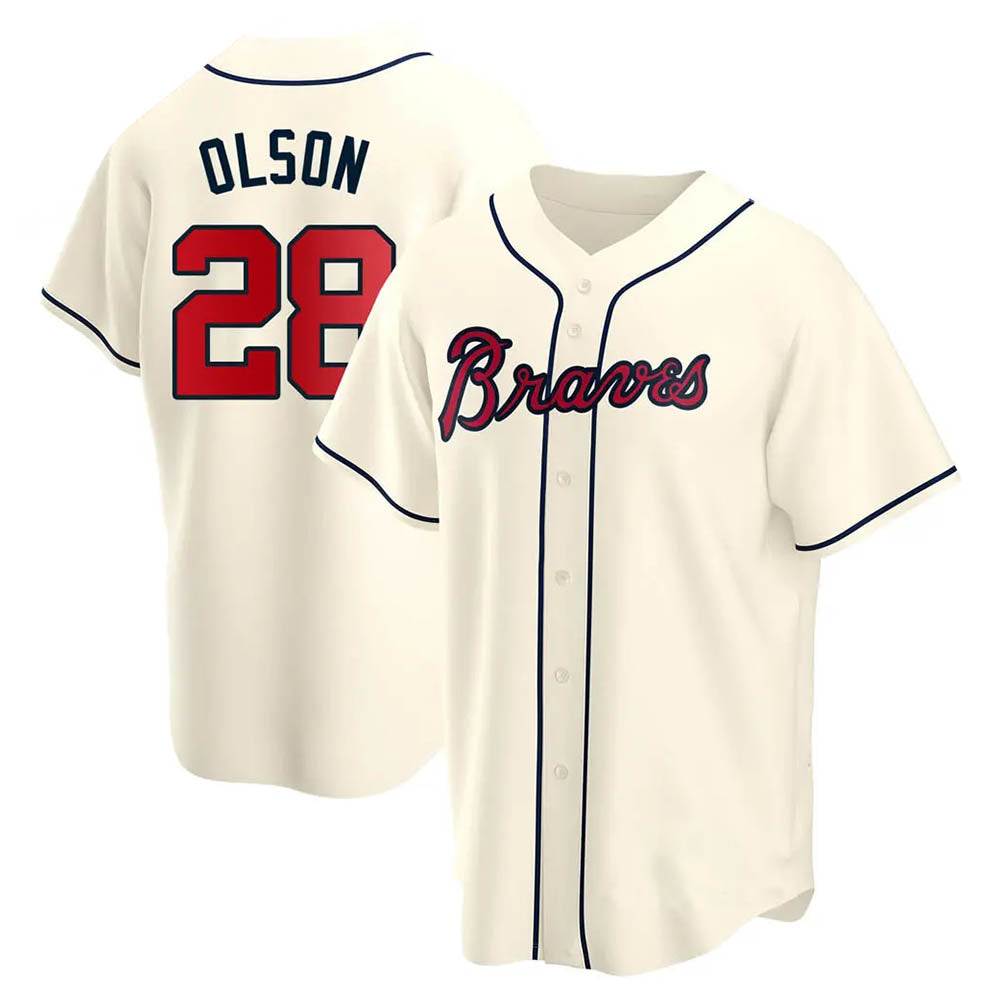 Rebec A.Braves #28 Matt Olson Player Cream Replica Alternate Stitched Jerseys