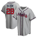 Rebec A.Braves #28 Matt Olson Player Gray Replica Road Stitched Jerseys