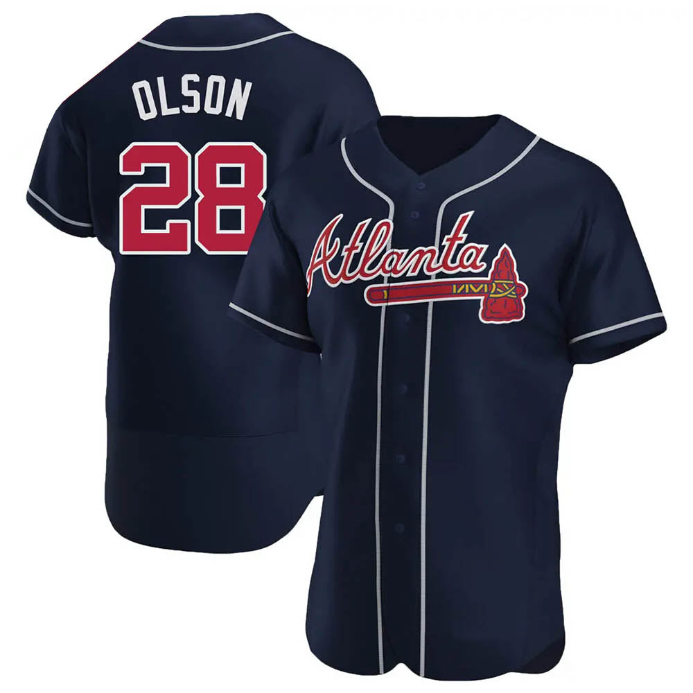 Rebec A.Braves #28 Matt Olson Player Navy Authentic Alternate Stitched Jerseys