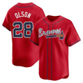Rebec A.Braves #28 Matt Olson Player Red Limited Alternate Stitched Jerseys
