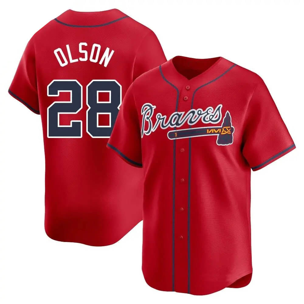Rebec A.Braves #28 Matt Olson Player Red Limited Alternate Stitched Jerseys