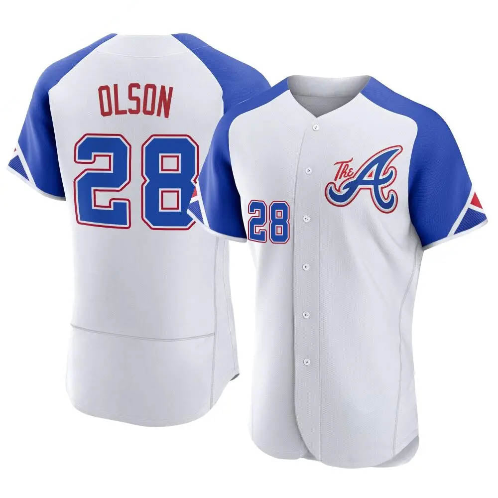 Rebec A.Braves #28 Matt Olson Player White Authentic City Connect Stitched Jerseys