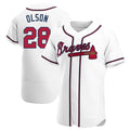 Rebec A.Braves #28 Matt Olson Player White Authentic Home Stitched Jerseys