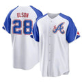 Rebec A.Braves #28 Matt Olson Player White Replica City Connect Stitched Jerseys
