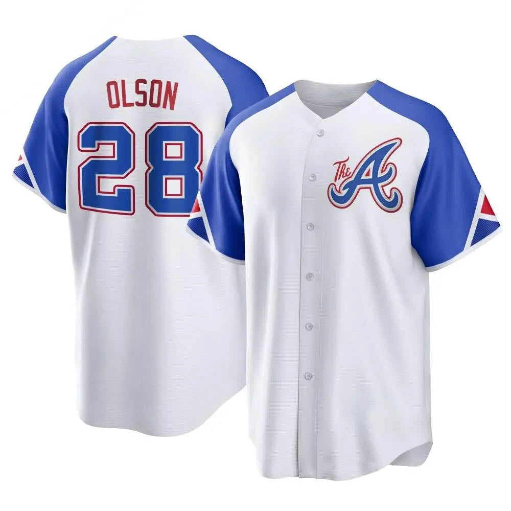 Rebec A.Braves #28 Matt Olson Player White Replica City Connect Stitched Jerseys