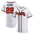Rebec A.Braves #28 Matt Olson Player White&Gold Authentic Program Stitched Jerseys