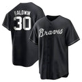 Rebec A.Braves #30 Drake Baldwin player Black&White Replica Stitched Jerseys