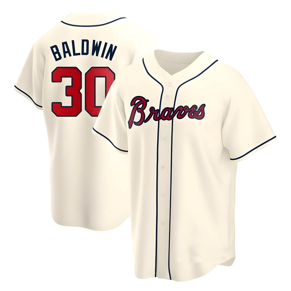 Rebec A.Braves #30 Drake Baldwin player Cream Replica Alternate Stitched Jerseys