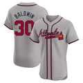 Rebec A.Braves #30 Drake Baldwin player Gray Elite Road Stitched Jerseys