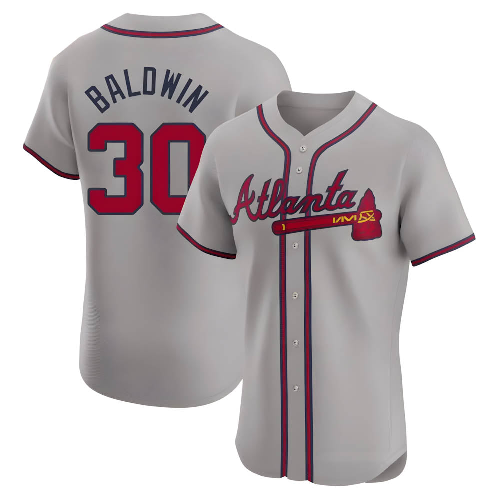 Rebec A.Braves #30 Drake Baldwin player Gray Elite Road Stitched Jerseys