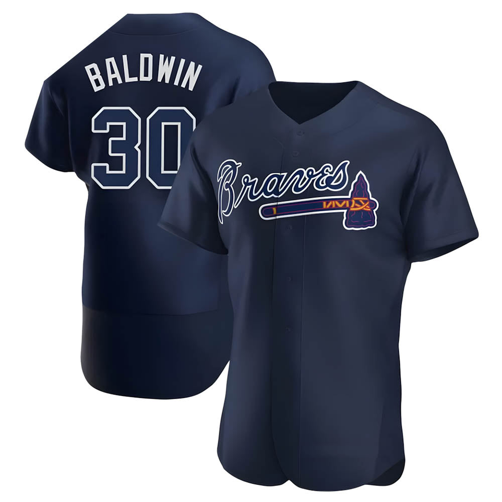 Rebec A.Braves #30 Drake Baldwin player Navy Authentic Alternate Team Stitched Jerseys