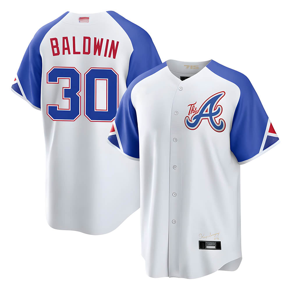 Rebec A.Braves #30 Drake Baldwin player White City Connect Stitched Jerseys