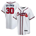 Rebec A.Braves #30 Drake Baldwin player White Home Replica Stitched Jerseys