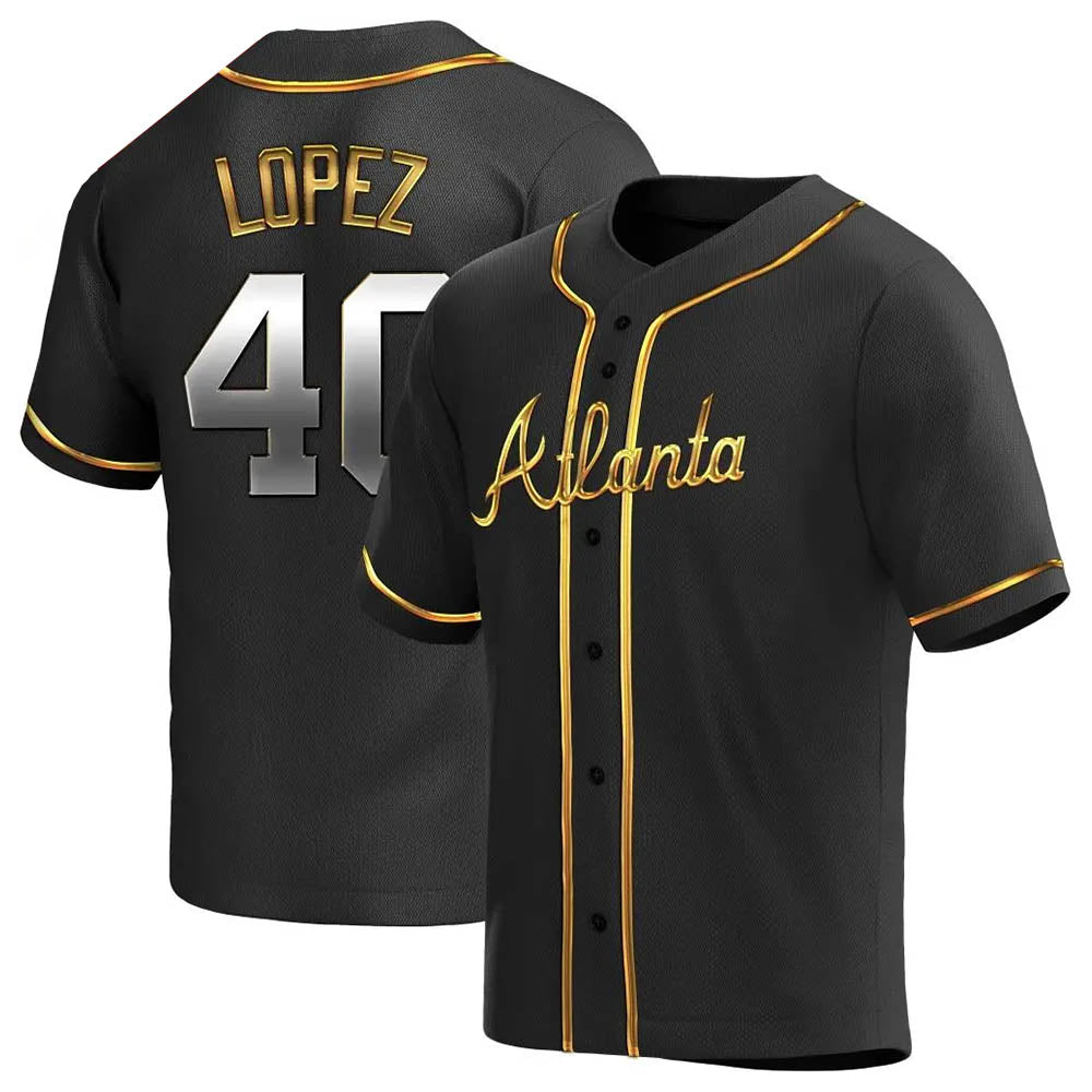 Rebec A.Braves #40 Reynaldo Lopez player Black & Gold Replica en Alternate Stitched Jerseys