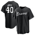 Rebec A.Braves #40 Reynaldo Lopez player Black&White Replica Stitched Jerseys