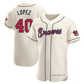 Rebec A.Braves #40 Reynaldo Lopez player Cream Authentic Alternate Stitched Jerseys