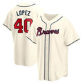 Rebec A.Braves #40 Reynaldo Lopez player Cream Replica Alternate Stitched Jerseys