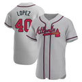 Rebec A.Braves #40 Reynaldo Lopez player Gray Authentic Road Stitched Jerseys