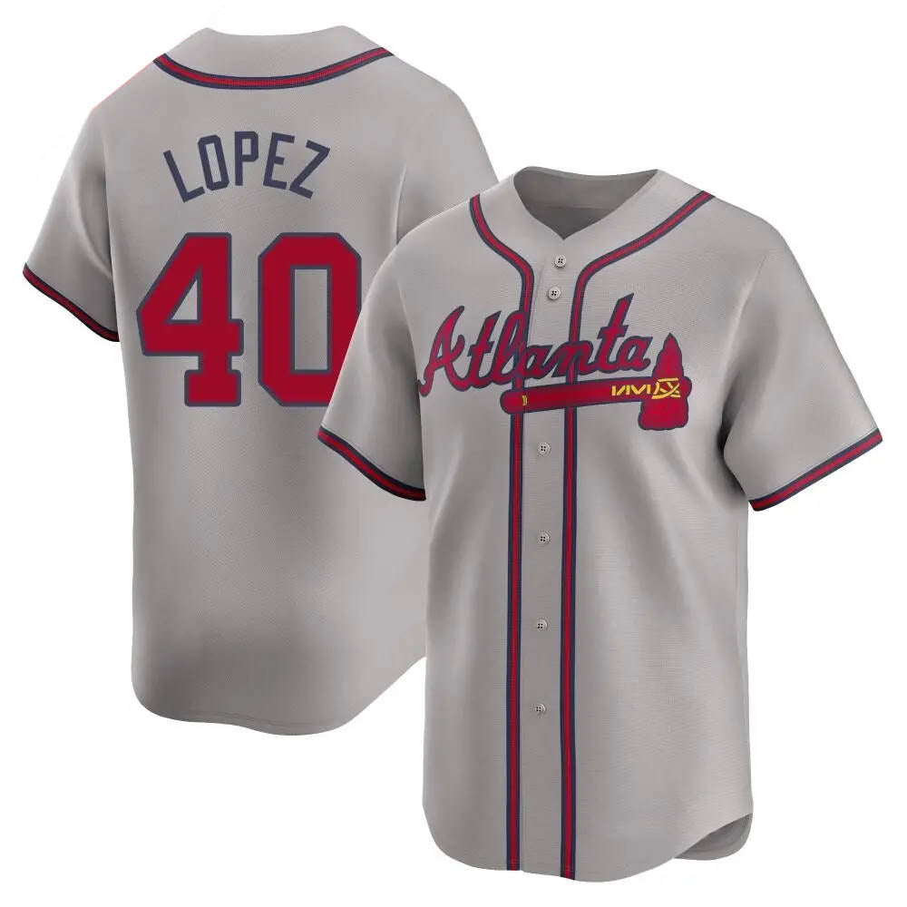 Rebec A.Braves #40 Reynaldo Lopez player Gray Limited Away Stitched Jerseys