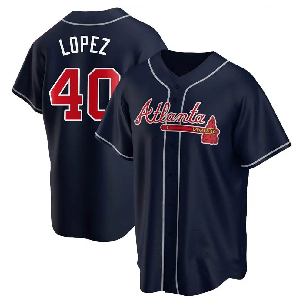 Rebec A.Braves #40 Reynaldo Lopez player Navy Replica Alternate Stitched Jerseys