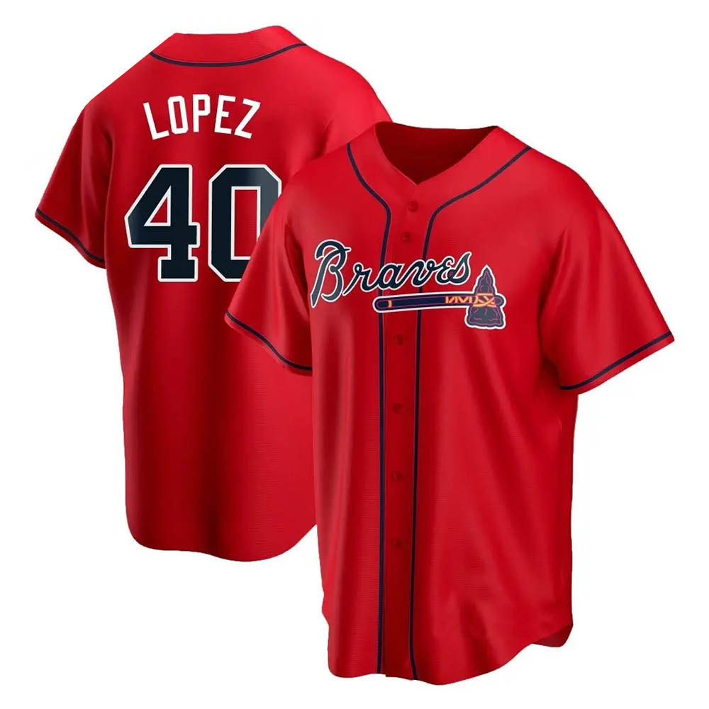 Rebec A.Braves #40 Reynaldo Lopez player Red Replica Alternate Stitched Jerseys
