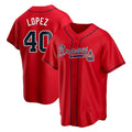 Rebec A.Braves #40 Reynaldo Lopez player Red Replica Alternate Stitched Jerseys