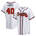 Rebec A.Braves #40 Reynaldo Lopez player White&Gold Replica Program Stitched Jerseys