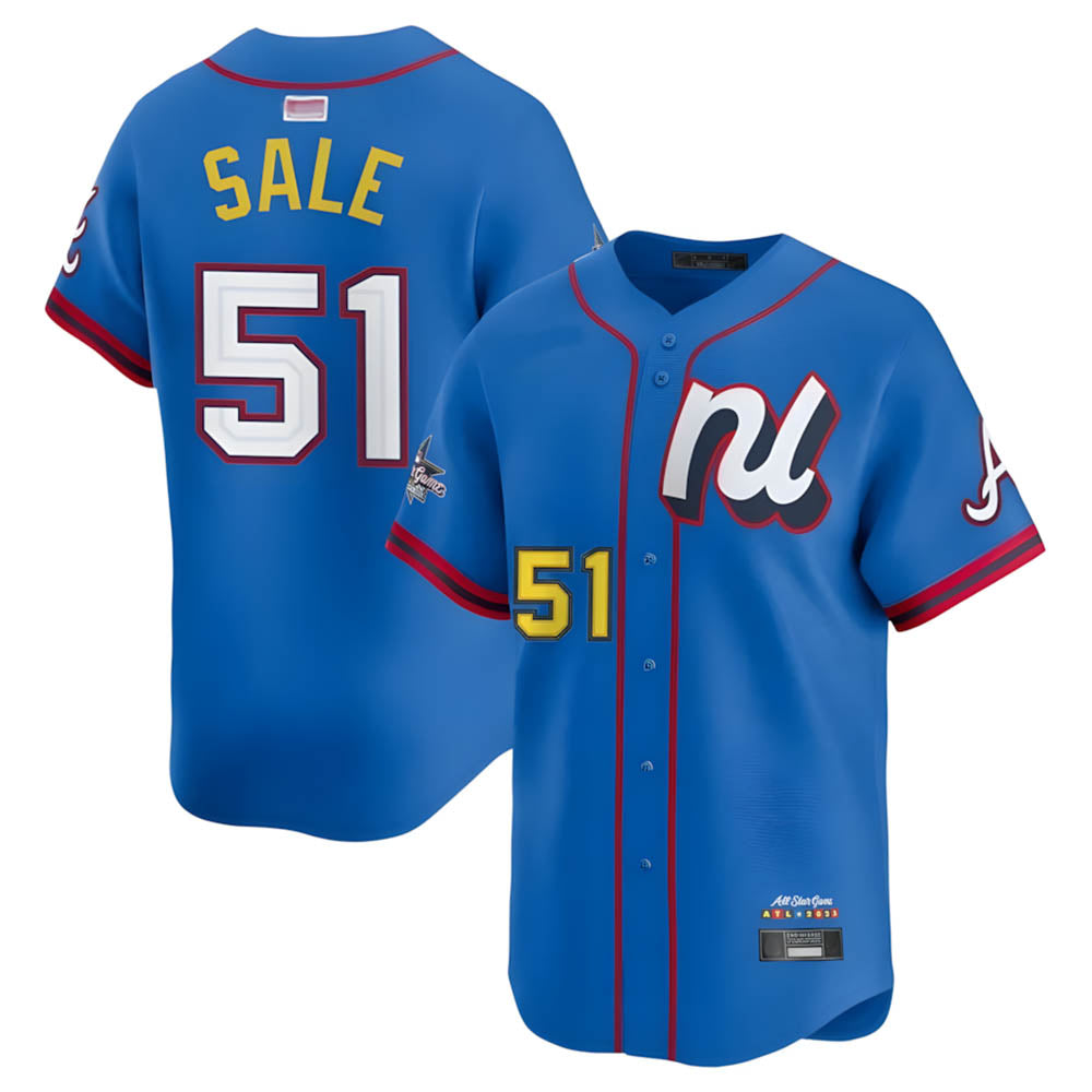 Rebec A.Braves #51 Chris Sale Player Blue National League Limited Stitched Jerseys