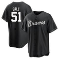 Rebec A.Braves #51 Chris Sale Player White&Black Replica Stitched Jerseys