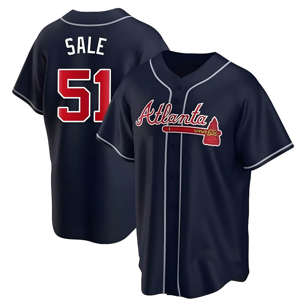 Rebec A.Braves #51 Chris Sale Player Navy City Connect Stitched Jerseys