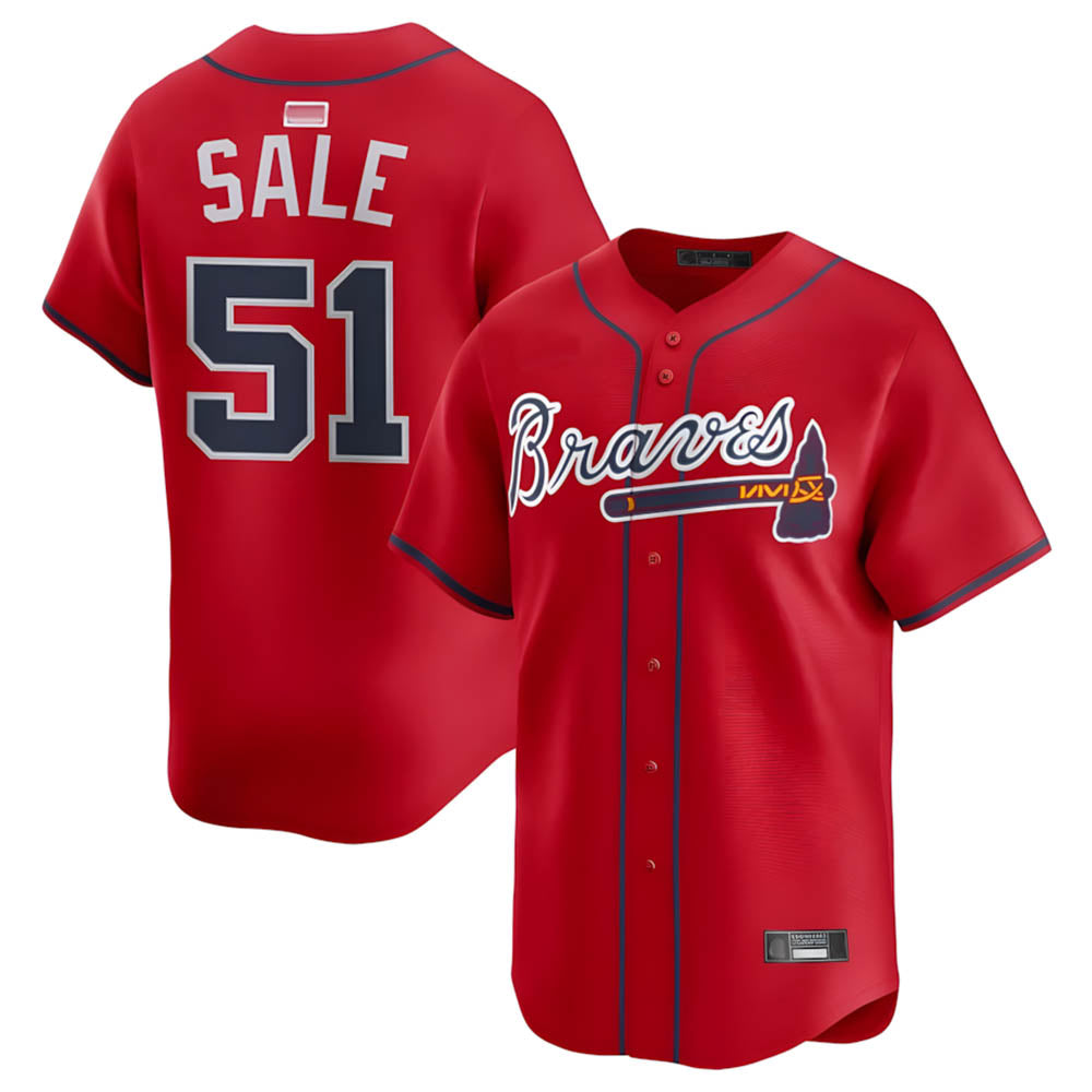 Rebec A.Braves #51 Chris Sale Player Red Alternate Limited Stitched Jerseys