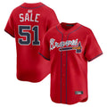 Rebec A.Braves #51 Chris Sale Player Red Alternate Limited Stitched Jerseys