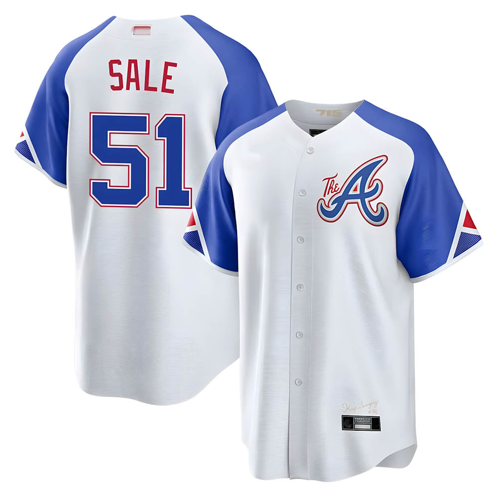 Rebec A.Braves #51 Chris Sale Player White City Connect Limited Stitched Jerseys