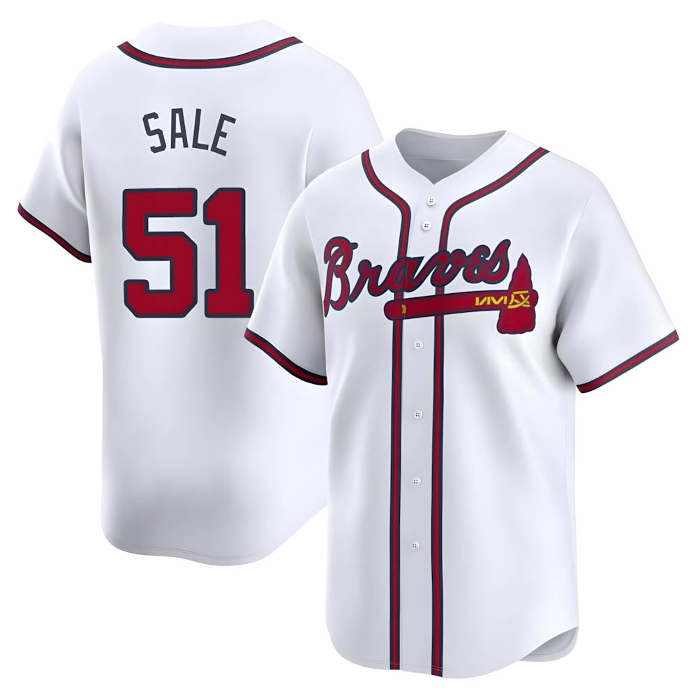 Rebec A.Braves #51 Chris Sale Player White Limited Home Stitched Jerseys