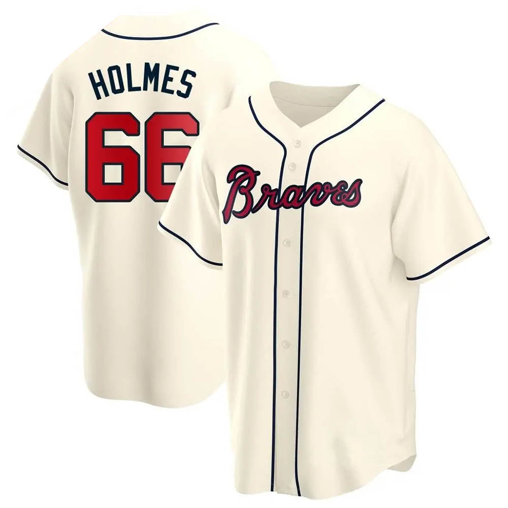 Rebec A.Braves #66 Grant Holmes Player Cream Replica Alternate Stitched Jerseys
